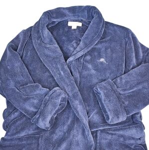 Tommy Bahama Men's Plush Bathrobe Navy Blue 2 Pockets Embroidery Size L/XL *READ